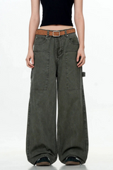 Patchwork Wide-Leg Cargo Pants