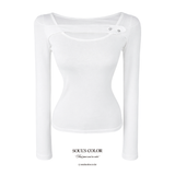 アイレットスナップスリットUネックトップ (2color)