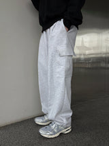 Snap cargo wide sweatpants