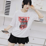 ストライプ ユニコーン オーバーフィット 半袖 Tシャツ_WHITE