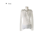 Handy Snap See-through Wrap Hood Knit
