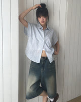 ソネルチェックロールアップショートスリーブシャツ