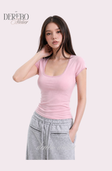 ミンキースクエアスリムカラーショートスリーブTシャツ
