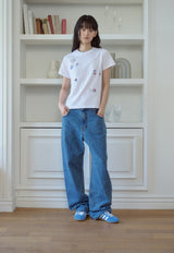 26SS★ Mushroom Stitch Crop Short Sleeve Tee