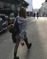 Grey knit hood jumper set