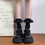 French Polka Dot Bubble Frill Ribbon Socks