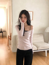 Pendant Deep V-neck One Shoulder Knit (5color)