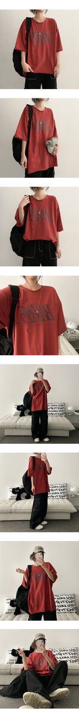 デックカッティングビンテージウォッシングオーバーショートスリーブTシャツ
