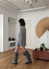 SHIRRING BELT LOOSE BOOTS (2color)