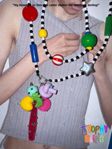 Colourful mixed beads long chain necklace