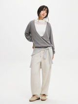DEEP V-NECK LOOSE FIT KNIT PULLOVER