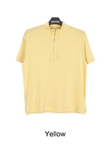 Med Low Cut Half Zip-Up Short Sleeve T-shirt