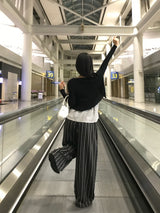 Sunday Home Stripe Lounge Button Wide Pants