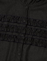 ストライプ ラッフル フーデッド シャツ(CHARCOAL)