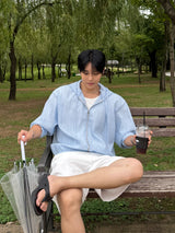 Cooling seersucker bermuda pants