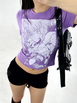 セミクロップカリカチュアショートスリーブ💜🤍🩶 - 3カラーズ
