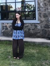 Meadow Check Button Blouse (2c)