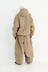 BIG POCKET HOODED JACKET BEIGE