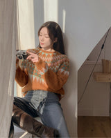 Fleece wide denim pants