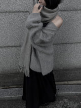 オーバーフィットモヘアリップネックニット (2color)