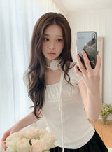 #ハノレイヤードリブ半袖Tシャツ + ローズタイセット (3color)