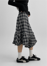 [MADE] Levein Checkered Cancan Midi Skirt