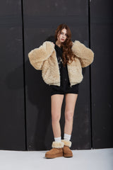 FUR ZIP-UP -BEIGE
