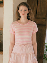 ストライプスカシTシャツ ピンク