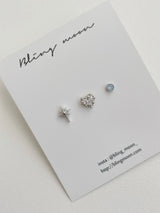 [3 set] blue twinkle heart piercing set