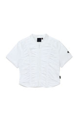 SHIRRING COTTON ZIP UP