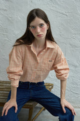Peeky check shirt_peach