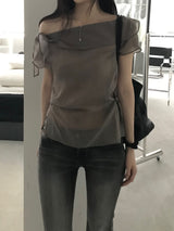 Layer off-shoulder blouse (3 colors)