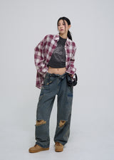 stopper damage cargo wide denim pants