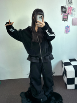 フリースピカブル❤リボンカンカンブーツカットワイド2スタイルパンツ🖤🩶🤎💛5カラー
