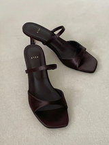 BASIC TOE OPEN SATIN SANDAL HEEL (2COLORS!)