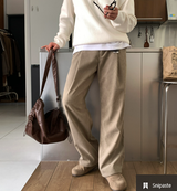 Yogis Wide-Fit Single-Tuck Corduroy Pants