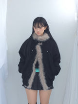 Milkfur high neck suede jumper