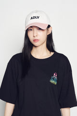 25SS PIG/BIO WASHED LEATHER PATCH BALL CAP PINK