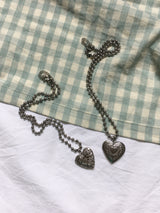 Vintage heart ball chain necklace (2c)