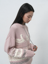 handmade knit flower strap - grey    