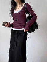 Collage V-Neck Long Sleeve T-Shirt