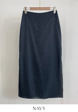 Color Matching Layered Slit Long Skirt