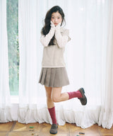 BUTTON WRAP MINI SKIRT - TAUPE GRAY