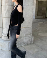 [MADE] Halter tie T - black
