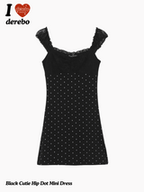 Black Cutie Hip Dot Mini Dress