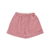 Layered waist gingham check shorts (RED)