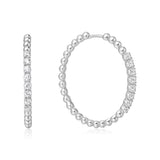 silver large claw sphere bead hoop rhodium plating + 925 silver earrings E065-05H
