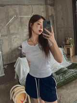 [1+1] エブリデイUネックルーズフィットショートスリーブTシャツ