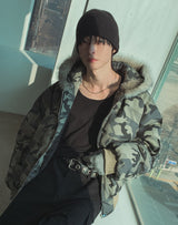 Ash camo fur crop padding