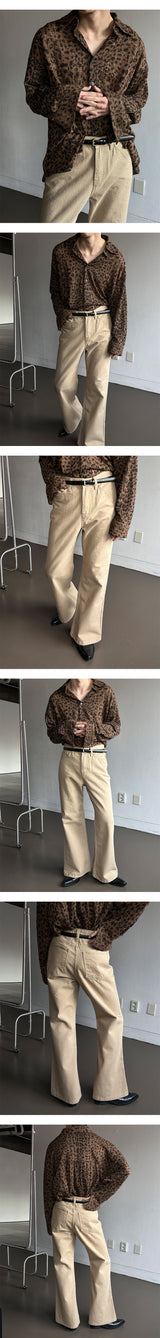 [4SEASON] ワイドコットンブーツカットパンツ (2color)